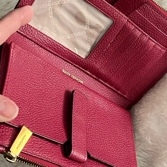 Michael Kors Burgundy Adele Leather wristlet Wallet - Picture 8 of 12